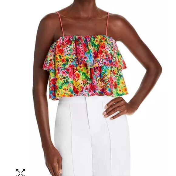 Alice + Olivia Marylynn Ruffle Cropped Top Size 0 - Picture 9 of 9